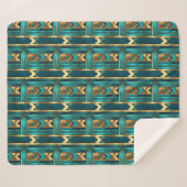 Art Deco Geometric Arrows, Gold and Turquoise Sherpa Deken (Voorkant (horizontaal))