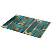 Art Deco Geometric Arrows, Gold and Turquoise Snijplank (Hoek)