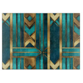 Art Deco Geometric Arrows, Gold and Turquoise Snijplank (Voorkant)