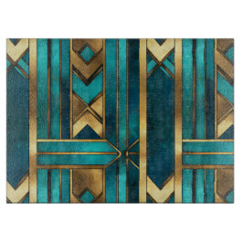 Art Deco Geometric Arrows, Gold and Turquoise Snijplank
