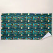 Art Deco Geometric Arrows, Gold and Turquoise Strandlaken (Voorkant)