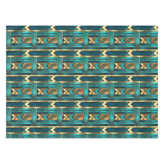 Art Deco Geometric Arrows, Gold and Turquoise Tafelkleed (Voorkant (Horizontaal))