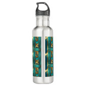 Art Deco Geometric Arrows, Gold and Turquoise Waterfles (Achterkant)