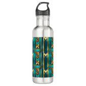 Art Deco Geometric Arrows, Gold and Turquoise Waterfles (Voorkant)