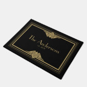 Art Deco Geometric Black Gold Family Name Doormat Deurmat (Schuin)