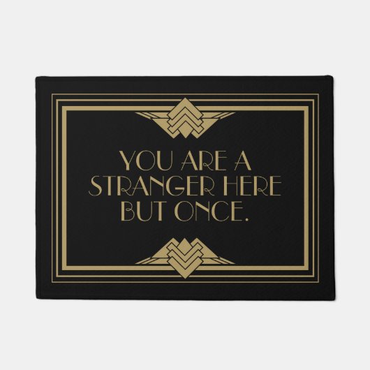 Art Deco Geometric Black Gold Welkom Quote Deurmat (Voorkant)