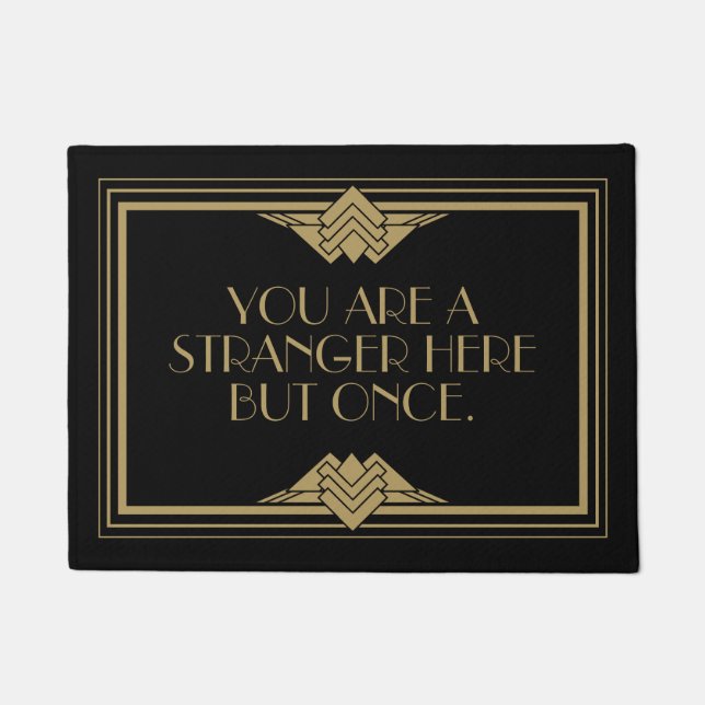 Art Deco Geometric Black Gold Welkom Quote Deurmat (Voorkant)