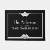 Art Deco Geometric Black White Family Name Doormat Deurmat (Voorkant)