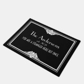 Art Deco Geometric Black White Family Name Doormat Deurmat (Schuin)