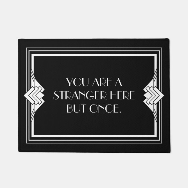 Art Deco Geometric Black White Welcome Quote Deurmat (Voorkant)