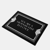Art Deco Geometric Black White Welcome Quote Deurmat (Schuin)