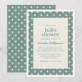 Art Deco Geometric Blauwgroen and Roze Baby shower Kaart (Voorkant / Achterkant)