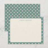 Art Deco Geometric Blauwgroen and Roze Persoonlijk Notitiekaartje (Voorkant / Achterkant)