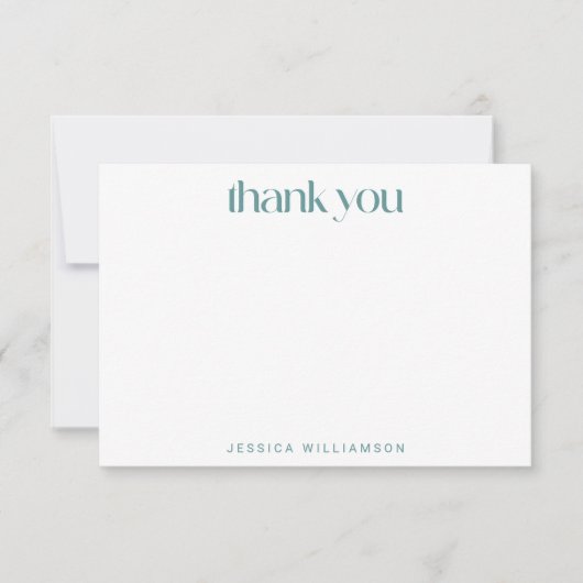 Art Deco Geometric Blauwgroen Roze Aangepast Vrijg Bedankkaart (Voorkant)