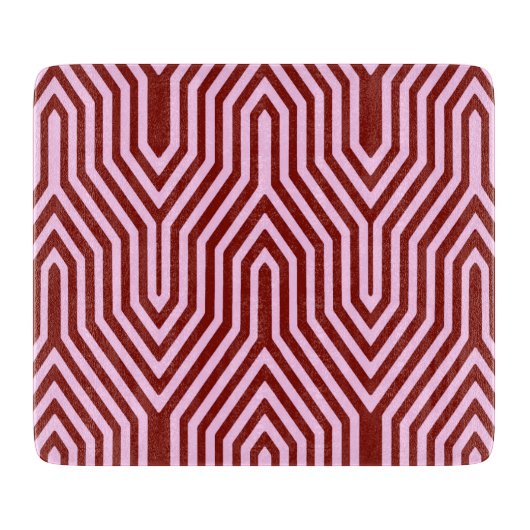 Art Deco Geometric - Bourgogne en roze Snijplank (Voorkant)