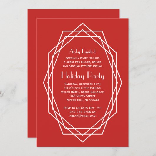 Art Deco Geometric Corporate Holiday Party Kaart (Voorkant / Achterkant)