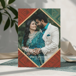 Art Deco Geometric Diamond Frame Thank You Card Bedankkaart