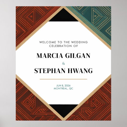 Art Deco Geometric Diamond Frame Welcome Sign Poster (Voorkant)