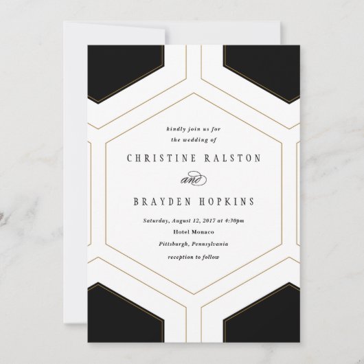 Art Deco Geometric Diamond Weddenschap Kaart (Voorkant)