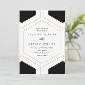 Art Deco Geometric Diamond Weddenschap Kaart (Staand voorkant)