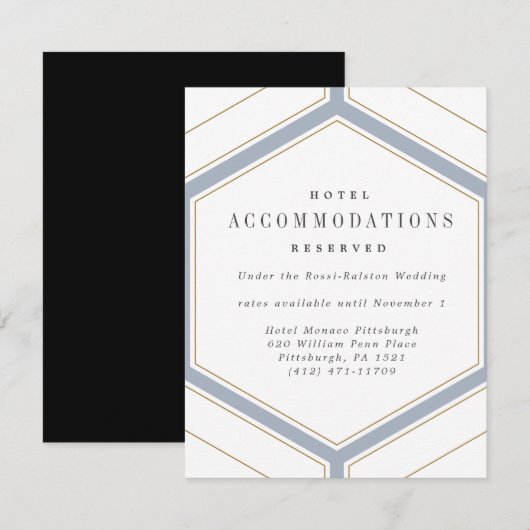 Art Deco Geometric Diamond Wedding Details Kaart (Voorkant / Achterkant)