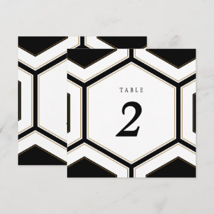 Art Deco Geometric Diamond Weduwtable Number Kaart
