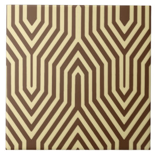 Art Deco Geometric - donkerbruin en geelbruin Tegeltje