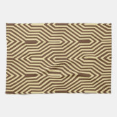 Art Deco Geometric - donkerbruin en geelbruin Theedoek (Horizontaal)