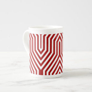 Art Deco Geometric - donkerrood en wit Porselein Kop