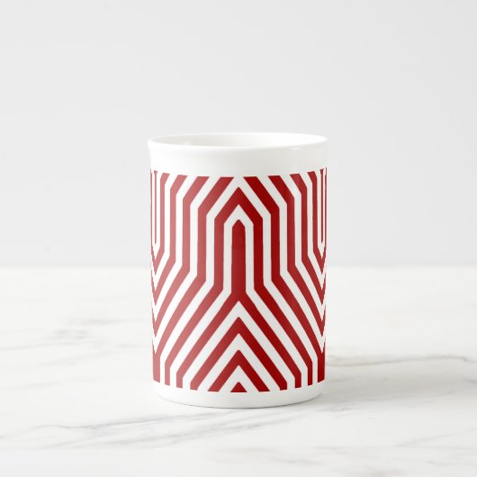 Art Deco Geometric - donkerrood en wit Porselein Kop (Voorkant)