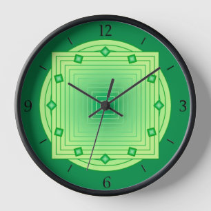 Art Deco Geometric, Emerald and Lime Green