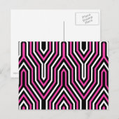 Art Deco Geometric - fuchsia roze, zwart-wit Briefkaart (Voorkant / Achterkant)