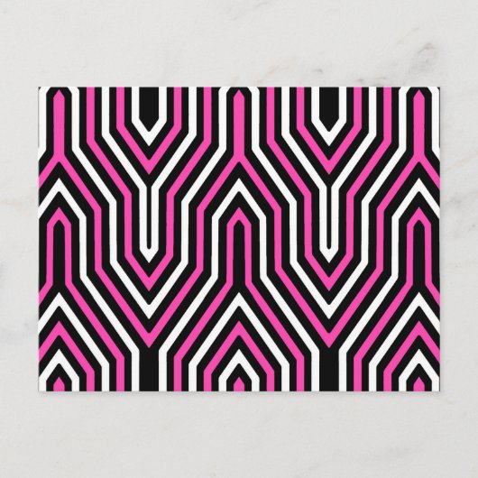 Art Deco Geometric - fuchsia roze, zwart-wit Briefkaart (Voorkant)