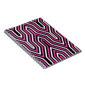 Art Deco Geometric - fuchsia roze, zwart-wit Notitieboek (Rechterzijde)