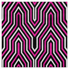 Art Deco Geometric - fuchsia roze, zwart-wit Stof