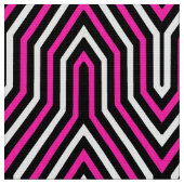 Art Deco Geometric - fuchsia roze, zwart-wit Stof (Close Up)
