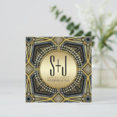Art Deco Geometric Gold Dinner Party-uitnodigingen Kaart (Staand voorkant)