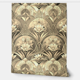 Art Deco Geometric Gold Floral Behang