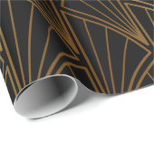 Art Deco Geometric Gold Foil/Black ID492 Cadeaupapier (Rol Hoek)