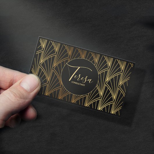 Art Deco Geometric Gold Foil/Black ID492 Visitekaartje