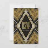 Art Deco Geometric Gold RSVP-kaart Kaart (Voorkant)