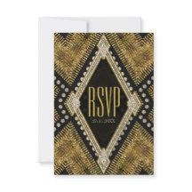 Art Deco Geometric Gold RSVP-kaart