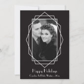 Art Deco Geometric Holiday Photo Card Black Feestdagenkaart (Voorkant)