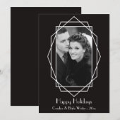 Art Deco Geometric Holiday Photo Card Black Feestdagenkaart (Voorkant / Achterkant)