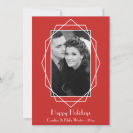 Art Deco Geometric Holiday Photo Card Feestdagenkaart