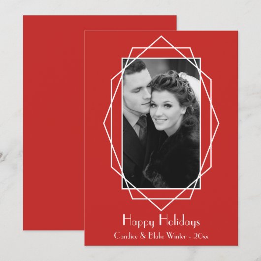 Art Deco Geometric Holiday Photo Card Feestdagenkaart (Voorkant / Achterkant)