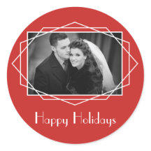 Art Deco Geometric Holiday Sticker Red