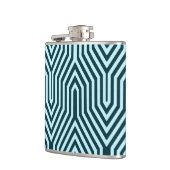 Art Deco Geometric - indigo en ijsblauw Heupfles (Links)