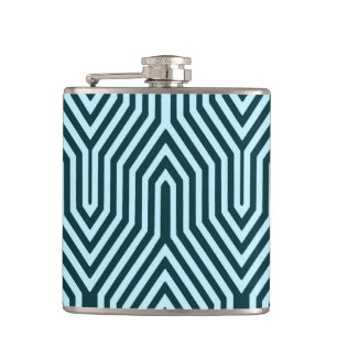 Art Deco Geometric - indigo en ijsblauw Heupfles