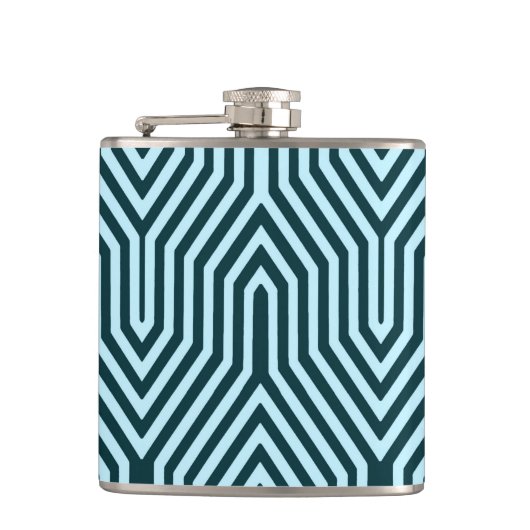 Art Deco Geometric - indigo en ijsblauw Heupfles (Voorkant)